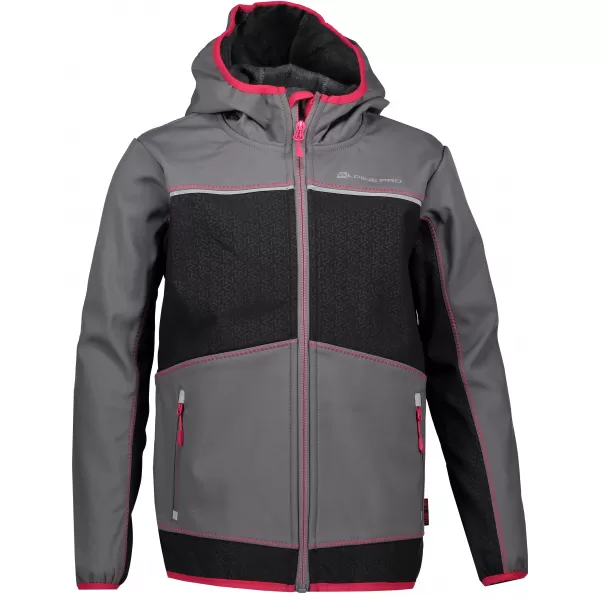  Dětská softshellová bunda ALPINE PRO STORMO 2 KJCP146 ŠEDÁ/RŮŽOVÁ 