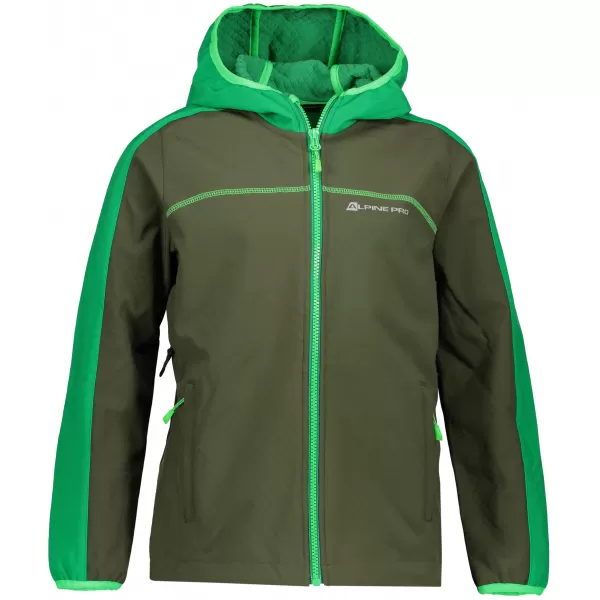  Chlapecká softshellová bunda ALPINE PRO NOOTKO 7 KJCP144 TMAVĚ ZELENÁ 